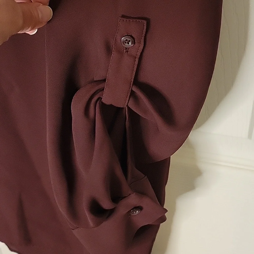 Simply Vera Vera Wang Blouse XL Magenta Dark Purple Red Long Sleeve